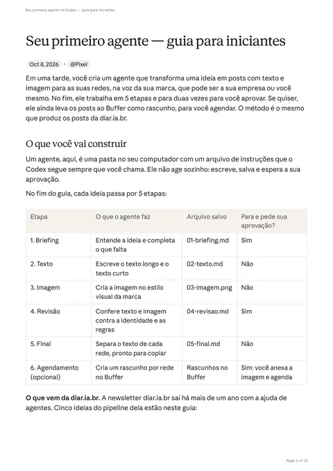 Primeira página do guia em PDF