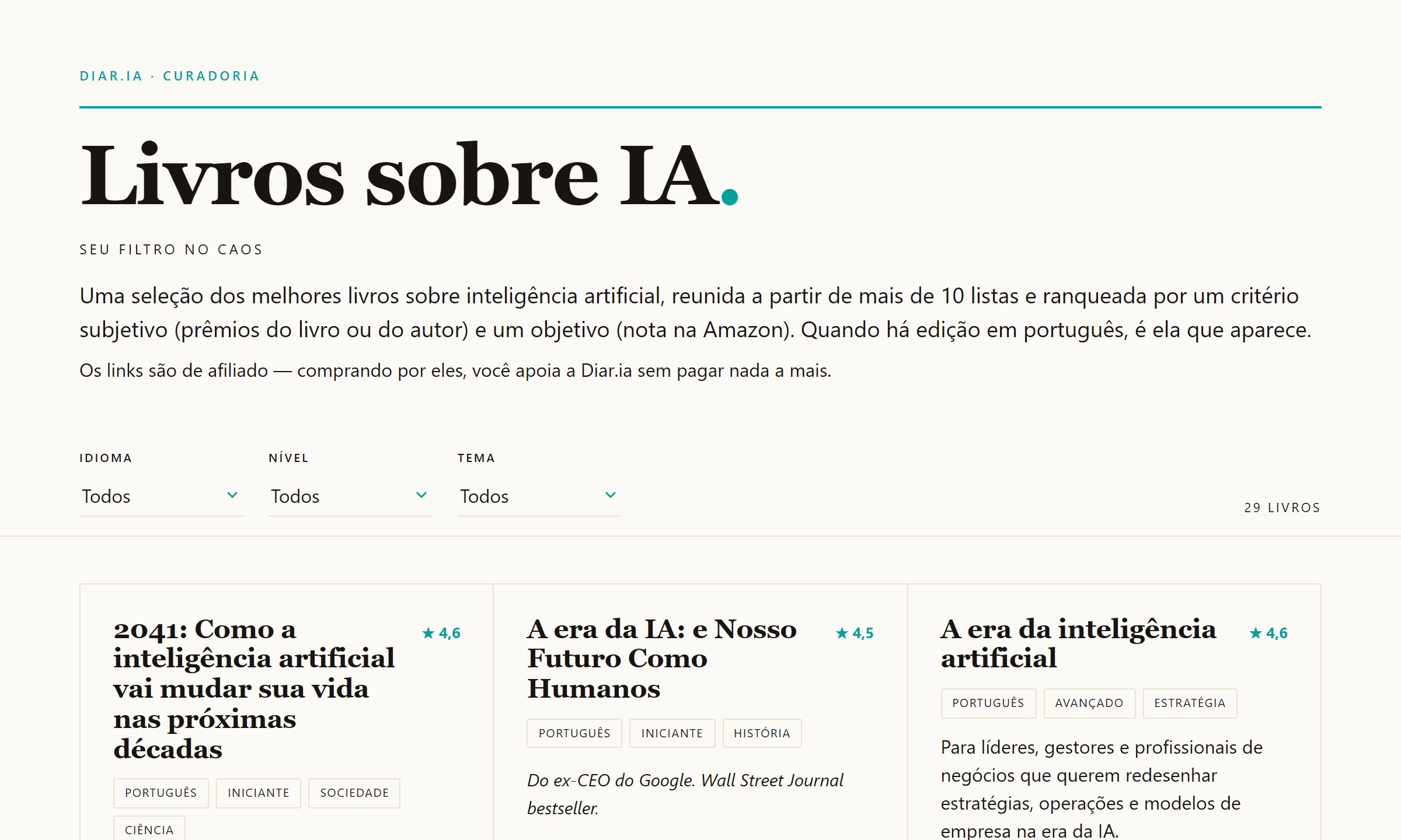 Nova página de livros sobre IA da Diar.ia