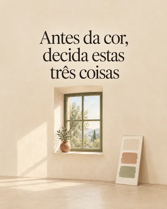 Capa de carrossel em aquarela com o título Antes da cor, decida estas três coisas.